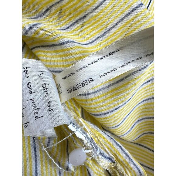 Free People FPone Yellow and Blue Striped Hand Printed Long Sleeve Top Women’s S - Picture 9 of 11